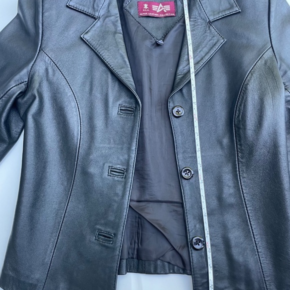 Black Genuine Leather Jacket - Picture 3 of 5